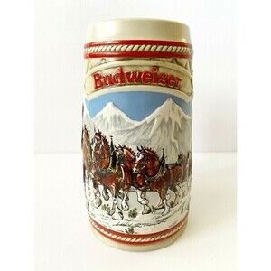 Anheuser Busch Budweiser Ceramic Beer Stein Clydesdales “A” Series Holiday Mug